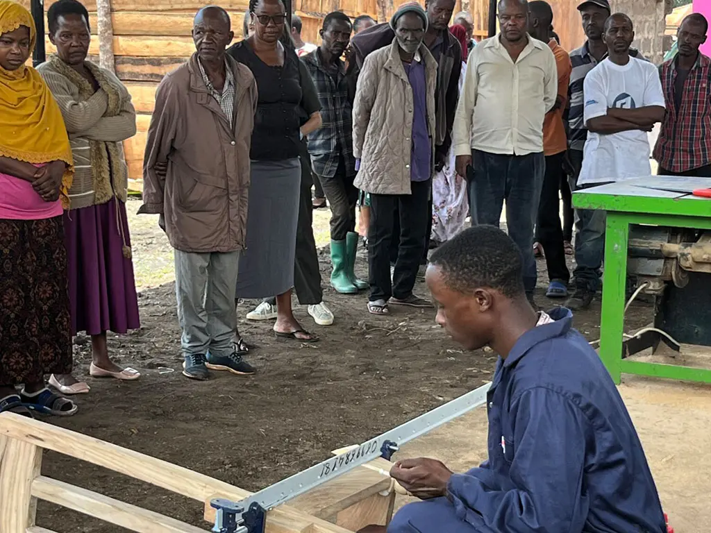 A person working on wood